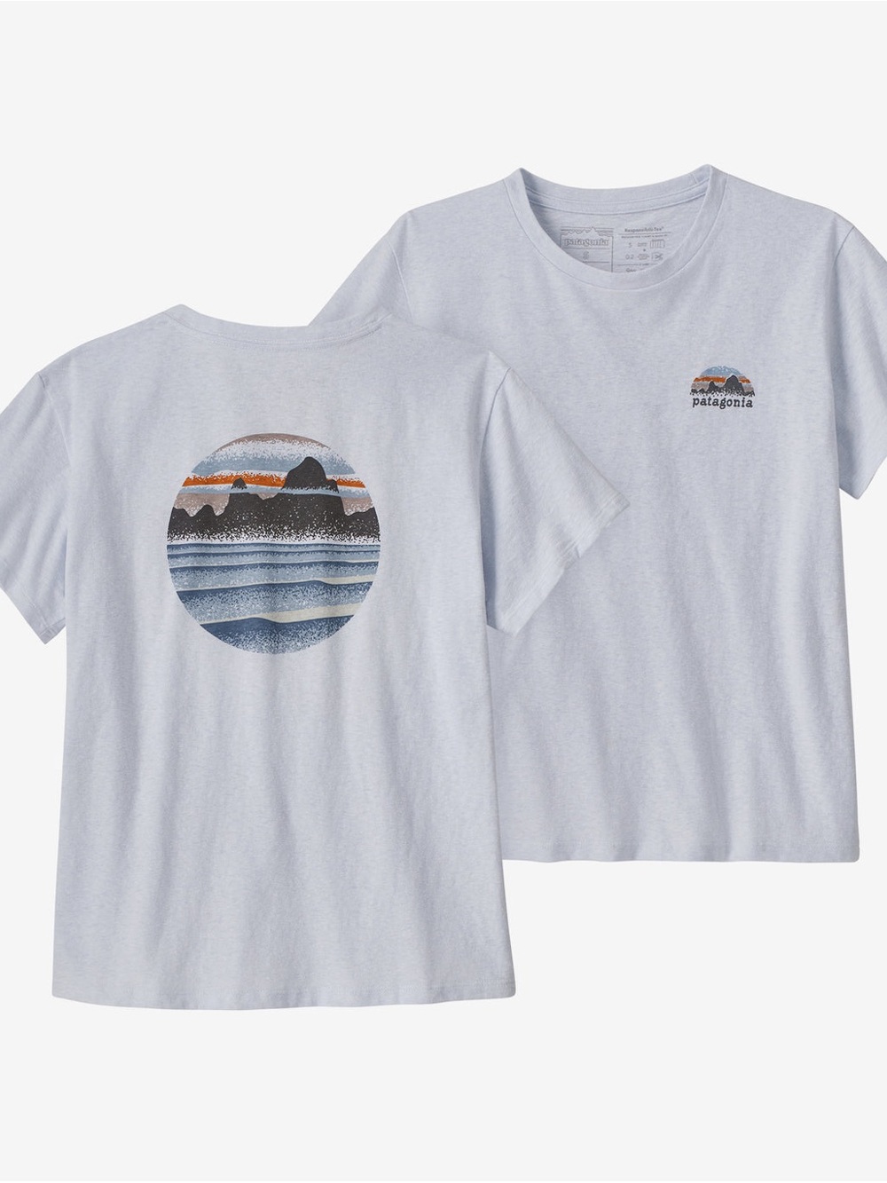 PATAGONIA Skyline Stencil Responsibili-Tee LIGHT BLUE medium